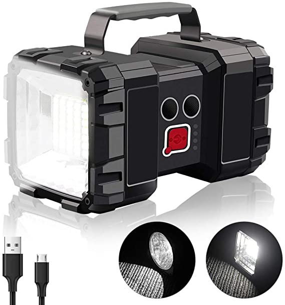 Rechargeable Camping Lantern, StillCool 10000mAh 40W Super Bright Double Head Handheld Searchlight, Portable Long Lasting Work USB Output LED Torch Light for Hiking, Fishing, Power Cuts, Emergency