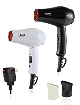 HTG Travel Hair Dryer With Folding Handle and Household Light Weight Hair Dryer Real 1000W Mini Hair Dryer Travel Hair Dryer Mini Blow Dryer Dual Voltage Travel Blow Dryer 100V-240V Mini Hair Dryer(White)