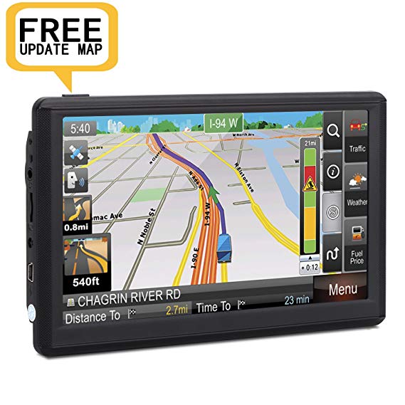 Car GPS Navigation, 7 inch Portable GPS Navigator Electronic Touchscreen Voice Turn-by-turn Instruction, Sat-Nav DDR128M 8GB Latest Maps Free Lifetime Map Update