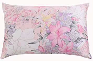 Silk Pillowcase for Hair and Skin with Hidden Zipper Chinese Pastel Water Colors Print Standard/Queen (pattern15)