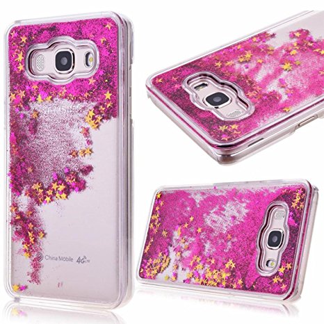 J7 Case,J7 2016 Case,Galaxy J7 2016 Case,DAMONDY Cute 3D Moving Stars Bling Liquid Glitter Floating Flowing Ultra Clear TPU Hard Cover Case for Samsung Galaxy J7 2016 J710 -rose pink