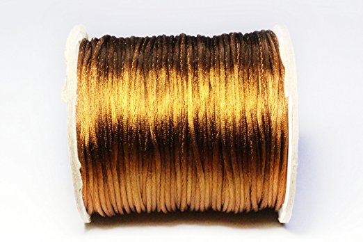 Bistore - Premium Nylon Satin cord, shiny silk look, for Beading and knoting (1mm Thick, Saddle Brown)