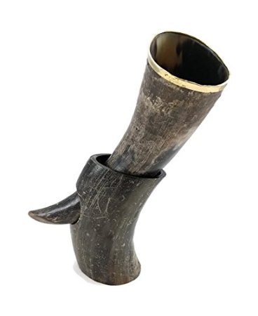 AleHorn 12 Viking Drinking Horn with stand - Natural Style