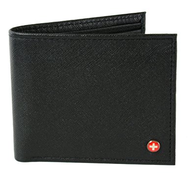 Alpine Swiss Mens Leather Bifold Wallet with Coin Pocket Purse Pouch & 2 Bill Sections