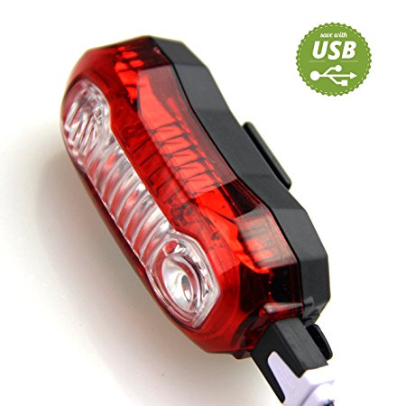 Sunspeed LED Rear Bike Light - USB Rechargeable & Ultra Bright - 5 Light Modes - Easy Install and Quick Release