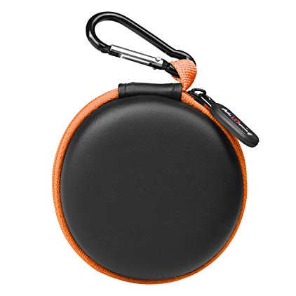 HiGoing Small Headphone Case Workout Sweatproof Travel Carrying Portable Protection EVA Hard Earpieces Cases with Climbing Buckle_Orange