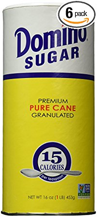 Domino Premium Pure Cane Granulated Sugar with Easy Pour Recloseable Top 16 oz. (Pack of 6)