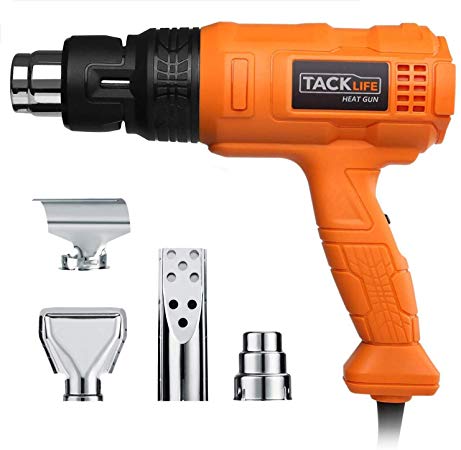 TACKLIFE Heat Gun 1500W 122℉~1022℉(50℃~550℃) - Adjustable 3 Temp/Flow-settings, Unique Cooling Mode, 4 Nozzle Attachments(Working Time Over 500 Hrs) - HGP70AC