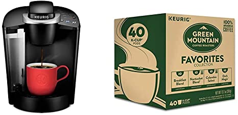 Keurig K-Classic Coffee Maker with Green Mountain Coffee Roasters Favorites Collection Variety Pack, 40 Count
