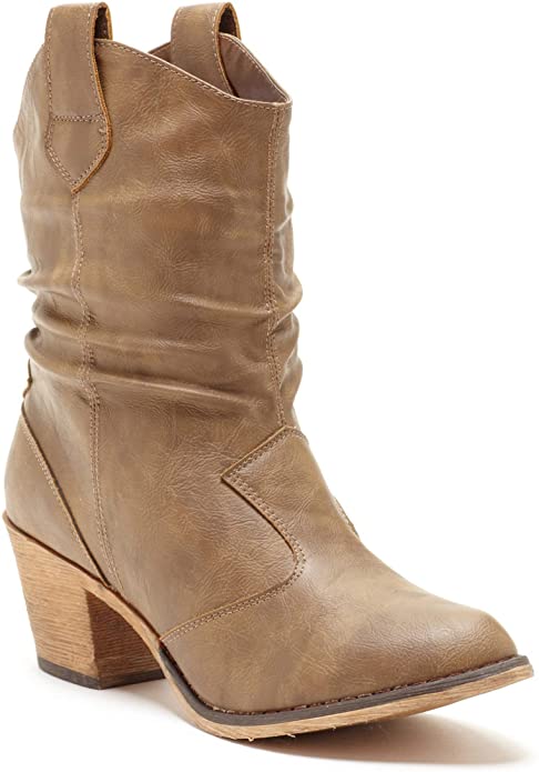 Charles Albert Women's Modern Western Cowboy Distressed Boot with Pull-Up Tabs