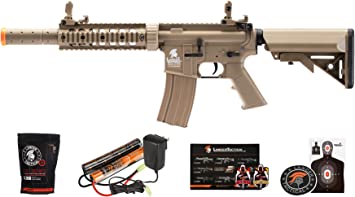 Lancer Tactical Low FPS Gen 2 Airsoft Rifle SD M4 GEN 2 Polymer- Electric Full/Semi-Auto Airsoft AEG Rifle with 0.20g BBS, Charger and Battery, Tan