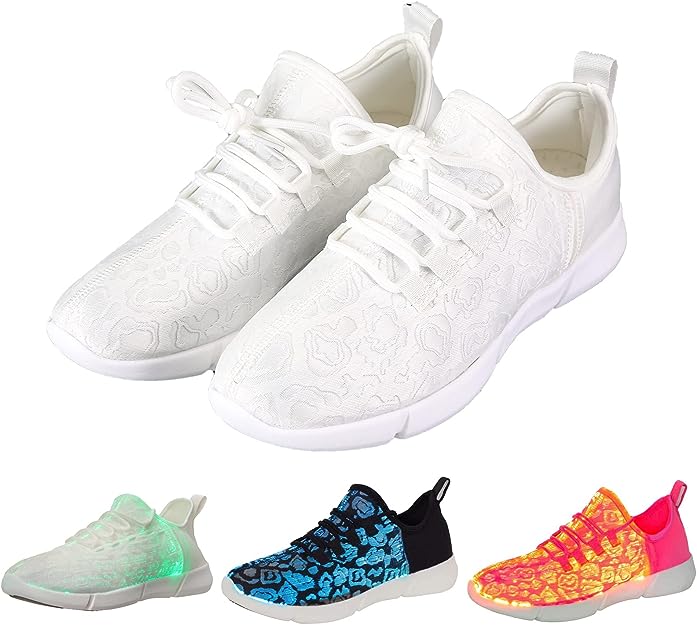 rosyclo Light Up Shoes Fiber Optic LED Luminous Trainers for Men Women USB Charging Breathable Flashing Trainers for Festivals Party Luminous Shoes