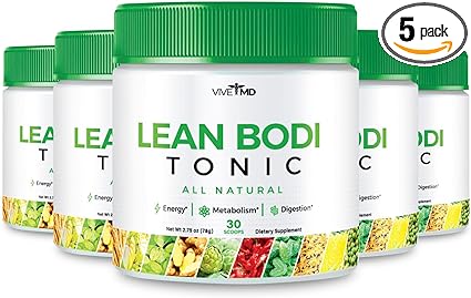 Nagano Lean Bodi Tonic Powder - Official Formula - Lean Bodi Tonic All Natural with Vitamin B6 & BCAA for Maximum Strength Cleanse and Lean Metabolic Powder Lean Bodi Drink (5 Pack)