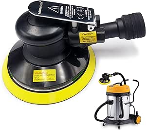 Professional Air Random Orbital Sander, 6 inch Dual Action Pneumatic Sander Suitable for Heavy Duty and Connect to Vacuum Cleaner