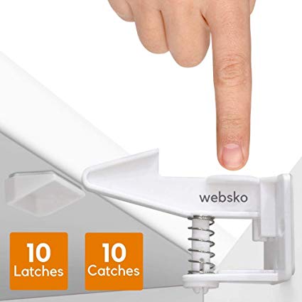 Child Safety Cupboard Locks Baby Proof Your Cabinets & Drawers with Invisible Design Latches (Pack of 10) Easy Install No Drilling Needed