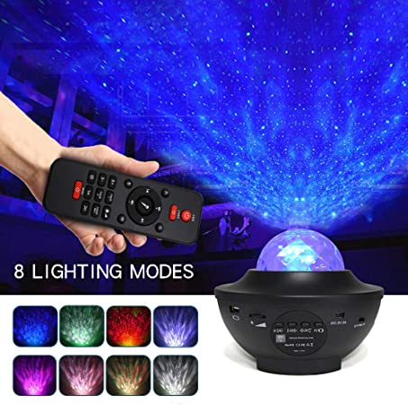 Star Projector, 3 in 1 Ocean Wave Projector Star Sky Night Light w/LED Nebula Cloud with Bluetooth Music Speaker & Timer Function for Kids and Lover
