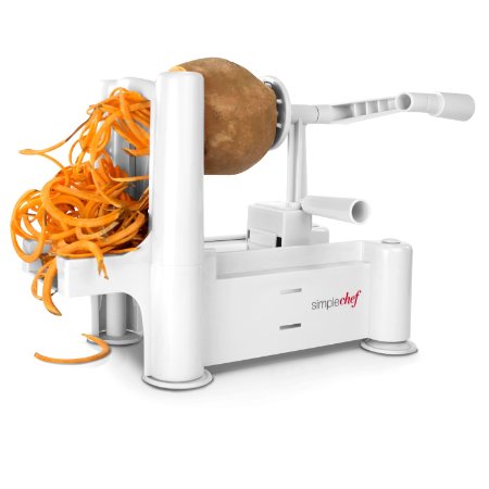 Simple Chef® Vegetable Spiralizer - Best Vegetable Spiral Slicer - Make Vegetable Noodles, Pasta, and Spaghetti At Home For Paleo, Low Carb, Atkins, Gluten-Free Recipes
