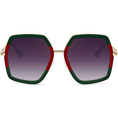 WOWSUN Oversized Fashion Sunglasses For Women Hexagon Inspired Brand Designer Style