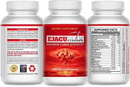 EjacuMax Pro - Male Fertility Supplement - Volume Boosting Fertility Pills for Men - Increase Sperm Count, Motility and Volume - for Maximum Male Pleasure and Satisfaction - 60 Capsules