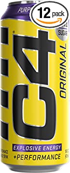 C4 Original Sugar Free Energy Drink 16oz (Pack of 12) | Purple Frost | Pre Workout Performance Drink with No Artificial Colors or Dyes