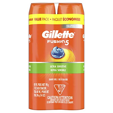 Gillette Fusion Ultra Sensitive Hydra Gel Men's Shave Gel Twin Pack, 14 Oz