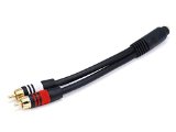 Monoprice 6inch Premium 35mm Stereo Female to 2RCA Male 22AWG Cable Gold Plated - Black