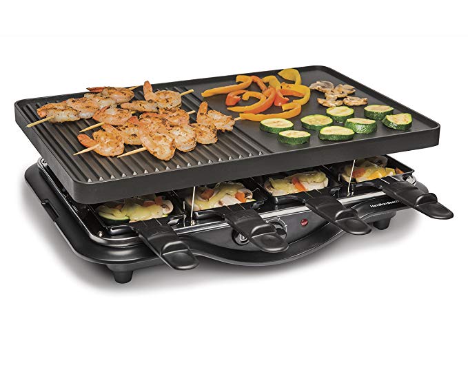 Hamilton Beach 31612-MX Raclette Party Grill Indoor, 200 Square Inch Nonstick, Black