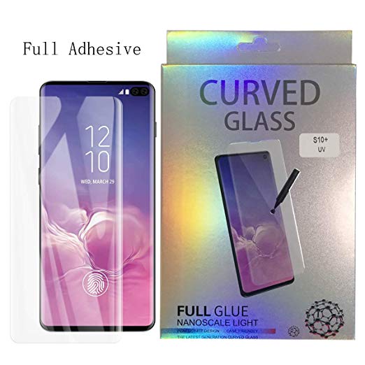 Galaxy S10 Plus Screen Protector, UV Light Full Adhesive Glue Case Friendly Full Coverage Tempered Glass Film Protective Cover for Samsung Phone S10