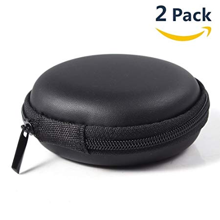 Wayona Zip Case Round Shape for Earphone & Multipurpose Pouch Bag (Pack of 2) (Black)