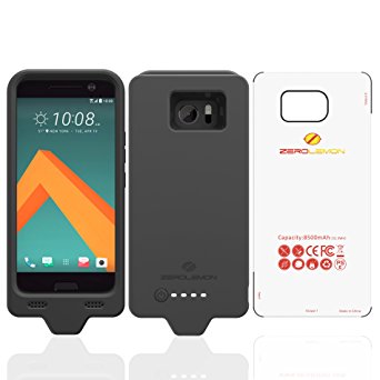 HTC 10 Battery Case, ZeroLemon HTC 10 8500mAh Extended Charger Case with Silica Gel Full Edge Protection (Compatible with All HTC 10 Variants) — Black