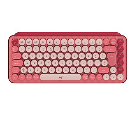 Logitech Pop Keys Mechanical Wireless Keyboard with Customisable Emoji Keys, Durable Compact Design, Bluetooth Or USB Connectivity, Multi-Device, Os Compatible - Heartbreaker