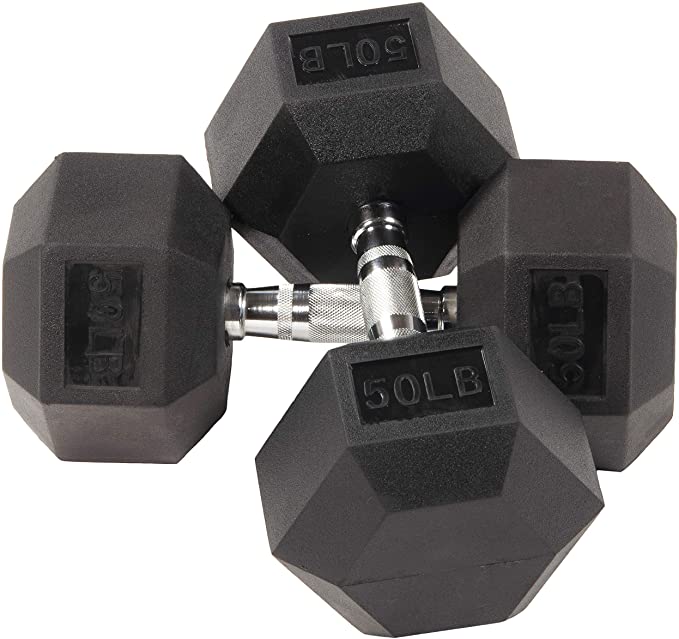 Rubber Encased Hex Dumbbell in Pairs