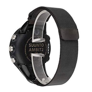 Demupai Replacement Band Strap Metal Watch Band for Suunto Ambit 2/2S/2R/3 Sport/3 Run/3 Peak (Black)