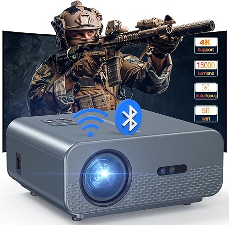 [Auto Focus] HAPPRUN Projector, Projector with WiFi and Bluetooth, 15000lux 500ANSI Outdoor Projector 4K, 6D Keystone & 50% Zoom, Native 1080P Projector Compatible with HDMI/USB/AV/Phone/TV Stick/PS5