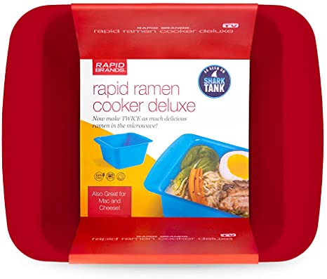 Rapid Ramen Cooker | Microwavable Cookware for Instant Ramen | BPA Free and Dishwasher Safe | Perfect for Dorm, Small Kitchen or Office | Red, Deluxe