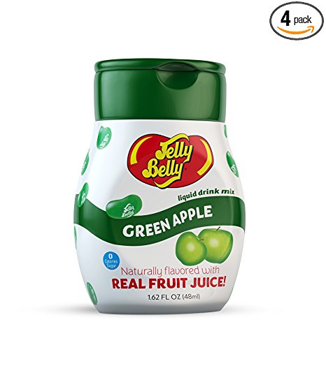 Jelly Belly Liquid Drink Mix - Green Apple, Naturally Flavored Water Enhancer, Sugar Free, Zero Calorie, Mix Your Own Jelly Bean Candy Flavored Waters, Makes 96 Drinks (Pack of 4 Bottles)