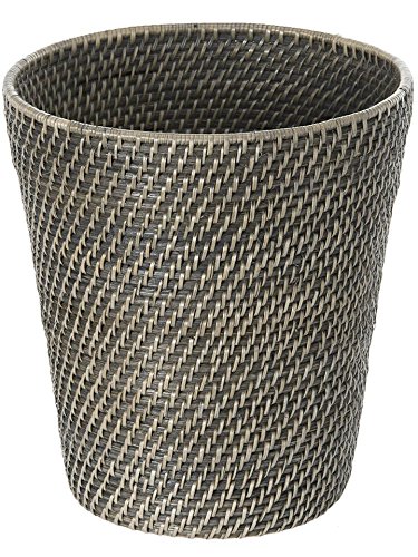 KOUBOO Laguna Round Rattan Waste Basket, Black Wash