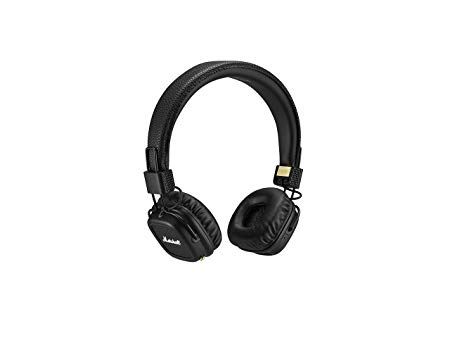 Marshall Major II Bluetooth Headphones, Wireless On-Ear Headphones with Built-in Microphone and Control Knob, Black