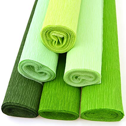 Star Packing Best Crepe Paper Roll 20 inches wide x 8ft long | 42 colors available 13.5 Square Feet pack (6 Rolls, Shades of Green)