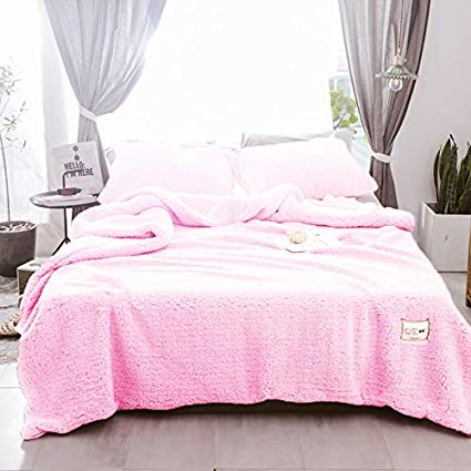 Luxury Faux Fur Sherpa Duvet Cover Set 3 Pcs ( 1 Comforter Cover, 2 Pillowcases ) Zipper Closure Fleece Velvet Flannel Warm Blanket Reversible Fluffy Fuzzy Quilt Case Bedding ( Pink, Queen )