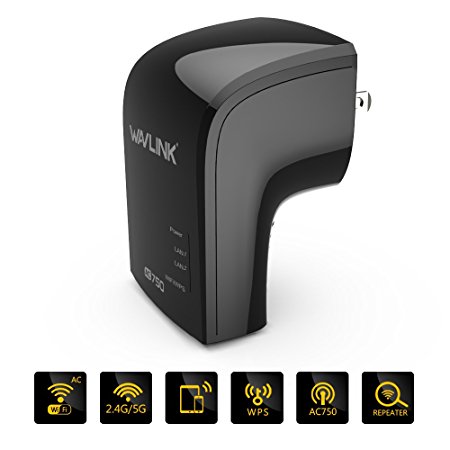 Wavlink AC750 Wifi Range Extender Access Point Wireless Repeater Dual Band (2.4GHz 150Mbps  5Ghz 433Mbps) Wifi Booster Signal Amplifier -Black
