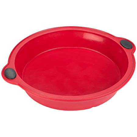 Levivo Round Silicone Baking Tray 24 cm, Non Stick Baking Pan Cake Mould in Red, Freezer and Microwave Safe Kitchen Bakeware