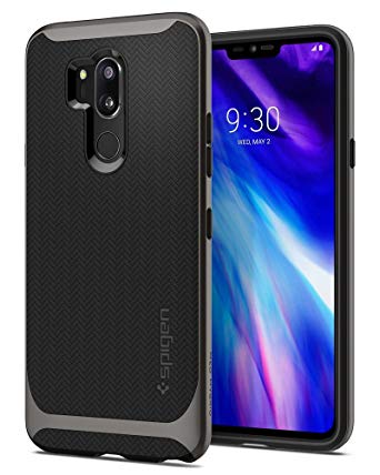 Spigen Neo Hybrid LG G7 Case/LG G7 ThinQ Case with Flexible Herringbone Pattern Protection and Reinforced Hard Bumper Frame for LG G7 ThinQ (2018) - Gunmetal