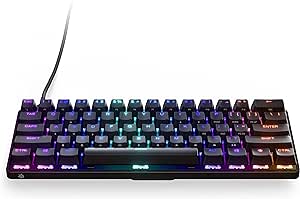 SteelSeries Apex 9 60% Compact OptiPoint 1.0-1.5mm Adjustable Actuation Switch Mechanical Gaming Keyboard US Layout - OLED Smart Display - Media Controls - Per Key Prism RGB Illumination