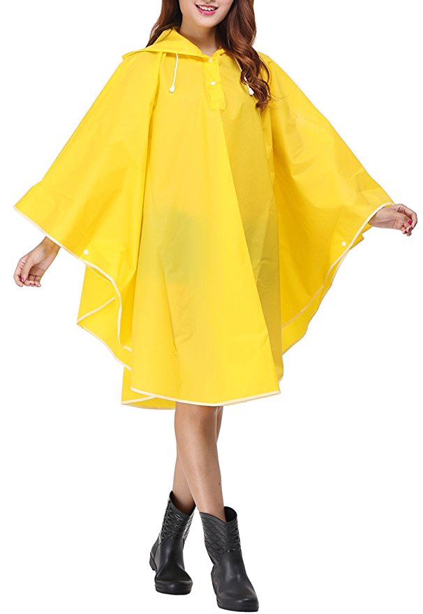 Vcansion Women's Lightweight Packable Poncho Wind Hooded Raincoat Coat