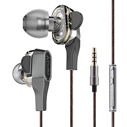 Headphones with Microphone Syllable Running Earphones Noise Cancelling Dual Dynamic Driver Wired In-ear Sports Earbuds for High Fidelity and Crystal Clear Sound