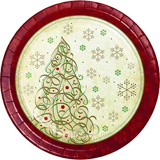 Glittering Holiday Christmas Paper Plates, 50 ct