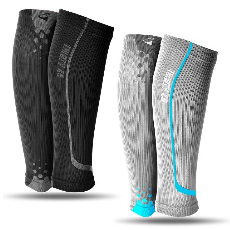 Graduated Compression Sleeves by Thirty48 Cp Series, Prevents Calf and Shin Splints ; Relieves Lower Leg Pain and Cramps ; Maximize Faster Recovery by Increasing Oxygen to Muscles ; Great for Running, Cycling, Walking, Basketball, Football Soccer, Cross Fit, Travel ; Money Back Guarantee