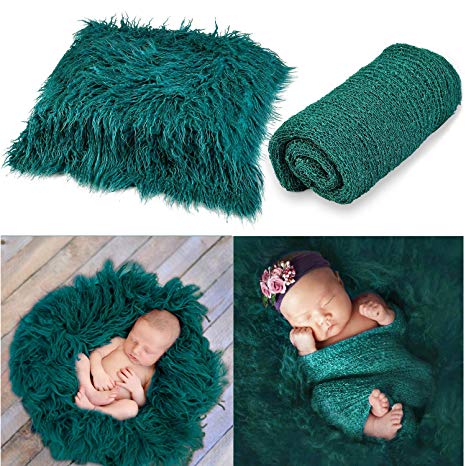 Aniwon 2Pcs Baby Photo Props Long Ripple Wraps DIY Blanket Newborn Wraps Photography Mat for Baby Boys and Girls