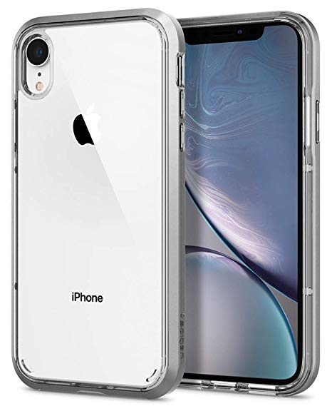 Spigen Neo Hybrid Crystal with Flexible Inner Casing and Reinforced Hard Bumper Frame Designed for Apple iPhone XR Case (2018) - Satin Silver